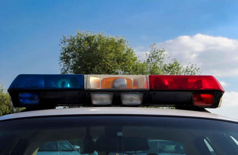 Lights on the top of a police car