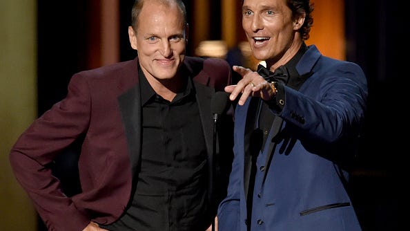 Matthew McConaughey and Woody Harrelson Reunite for a Leisurely Swim