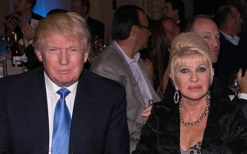 BRIARCLIFF MANOR, NY - SEPTEMBER 15: (EDITORS NOTE: Retransmission of #455504994 with alternate crop.) (L-R) Donald Trump, Ivana Trump, Eric Trump and Lara Yunaska attend The Eric Trump 8th Annual Golf Tournament at Trump National Golf Club Westchester on September 15, 2014 in Briarcliff Manor, New York.