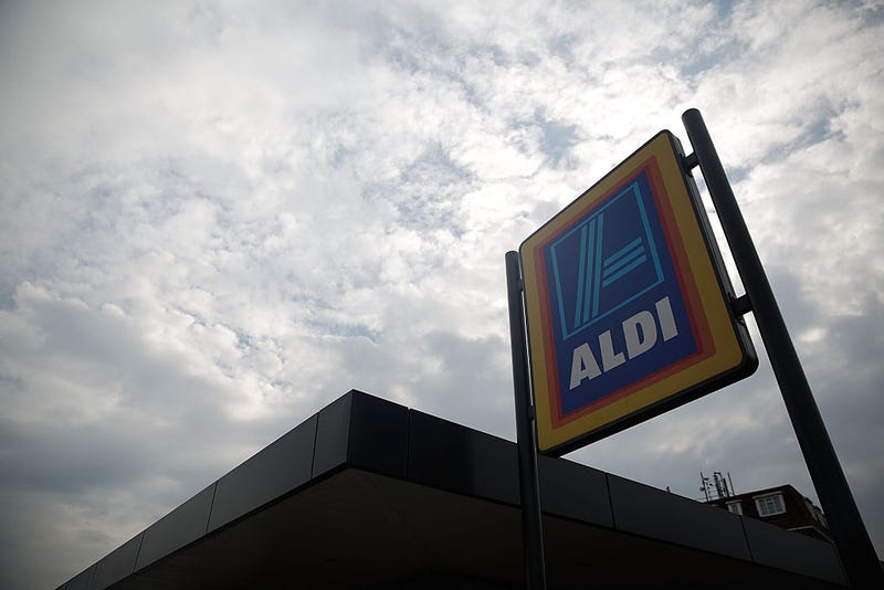 Logos adorn an Aldi supermarket near Croydon on September 29, 2014 in London, England. 