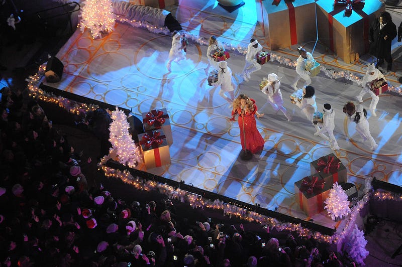 Mariah Carey performs at the 82nd annual Rockefeller Christmas Tree Lighting Ceremony