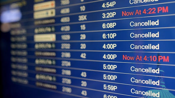 More than 1,300 flights cancelled and more than 10,000 delayed this weekend