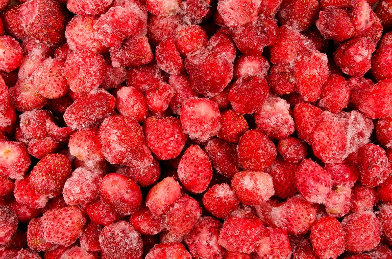 Frozen strawberries. 