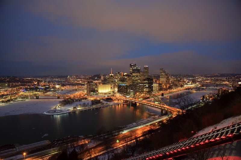 Pittsburgh at night in the winter