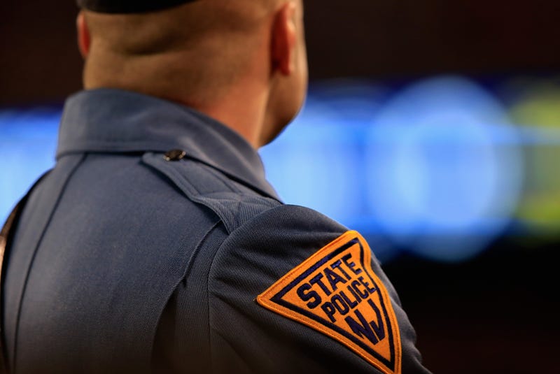 A New Jersey State Police trooper looks on during Super Bowl XLVIII between the Seattle Seahawks and the Denver Broncos at MetLife Stadium on February 2, 2014 in East Rutherford, New Jersey.