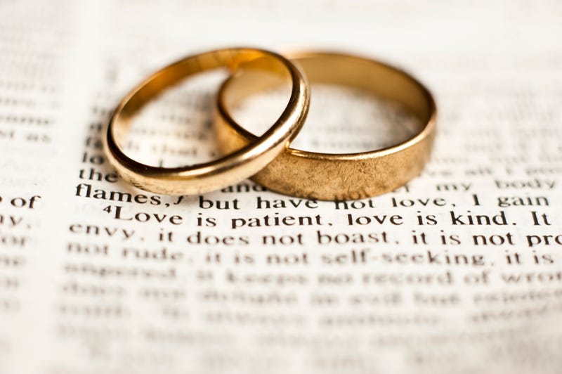 Wedding rings stock photo.