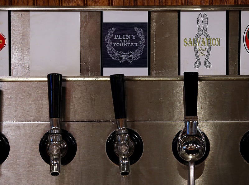 A tap is labled for the new release of Russian River Brewing Company Pliny the Younger triple IPA beer at Russian River Brewing Company on February 7, 2014 in Santa Rosa, California.