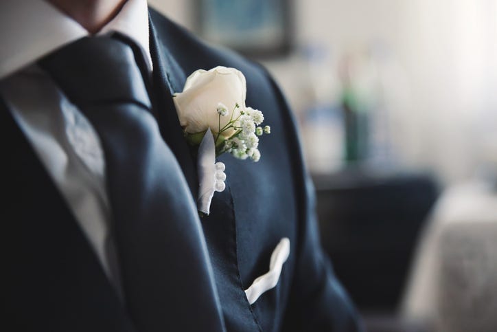 Closeup of a groom at his wedding. 