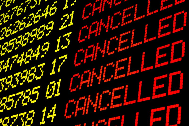 Canceled flights stock photo.
