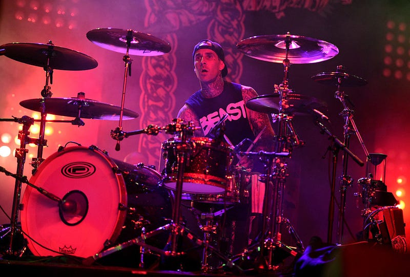 Musician Travis Barker performs with Run the Jewels onstage during day 2 of the 2015 Coachella Valley Music & Arts Festival (Weekend 1) at the Empire Polo Club on April 11, 2015 in Indio, California.