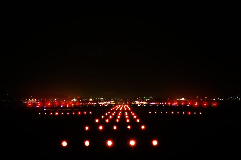 Landing lights airport runway