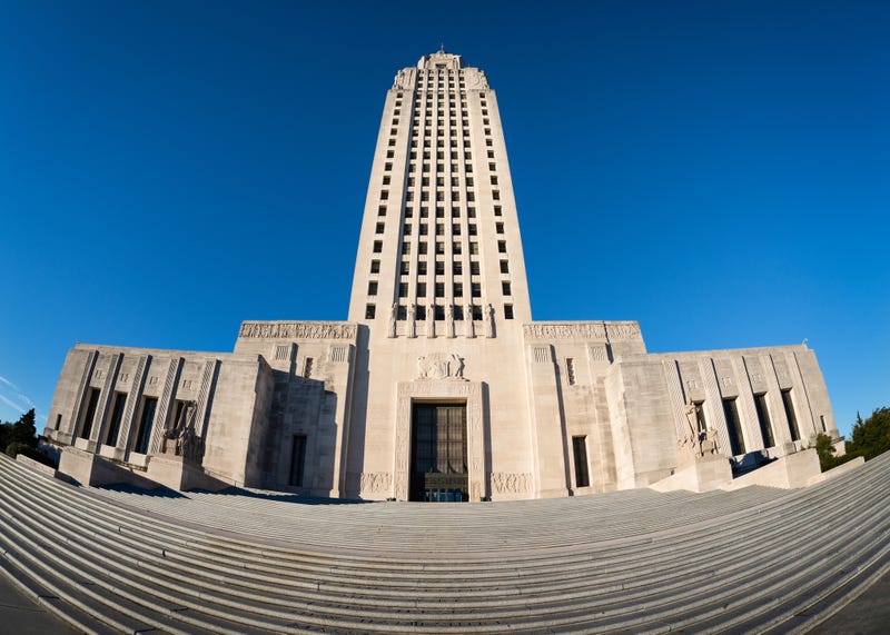 Fisheye view of the Louisiana State Capitol building in Baton Rouge, Louisiana