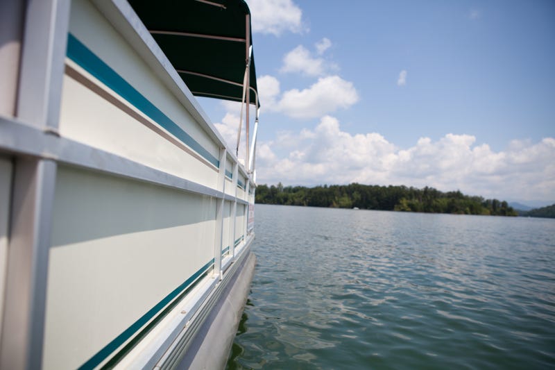Close-up stock image of pontoon boat