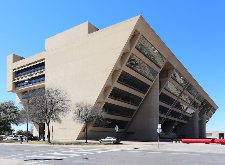 The City Hall building located in downtown Dallas, Texas