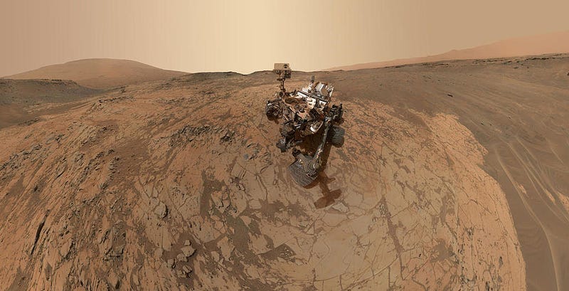 This self-portrait of NASA's Curiosity Mars rover shows the vehicle at the "Mojave" site, where its drill collected the mission's second taste of Mount Sharp. 
