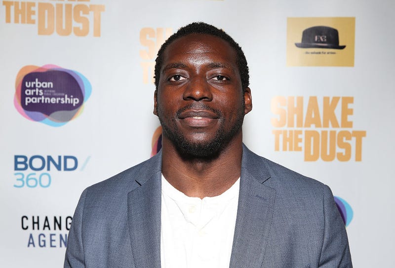 : Rashard Mendenhall attends the "Shake The Dust" Hollywood premiere with executive producer Nas at TCL Chinese 6