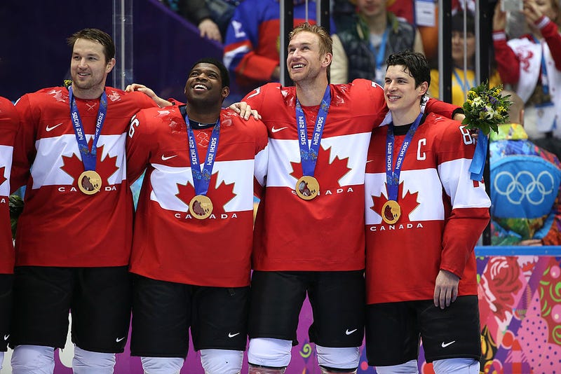 (L-R) Rick Nash #61, P.K. Subban #76, Jeff Carter #77 and Sidney Crosby #87