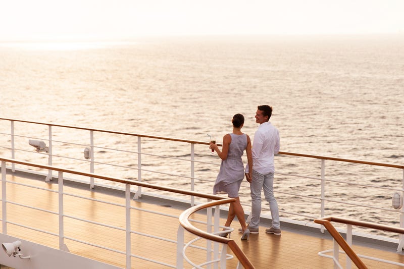 Young couple on a cruise. 