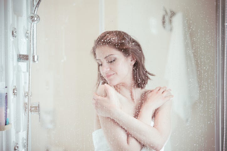 woman in shower