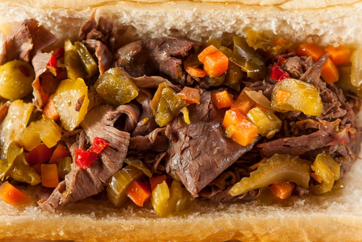 Hearty Italian Beef Sandwich with Hot Giadanarra Peppers
