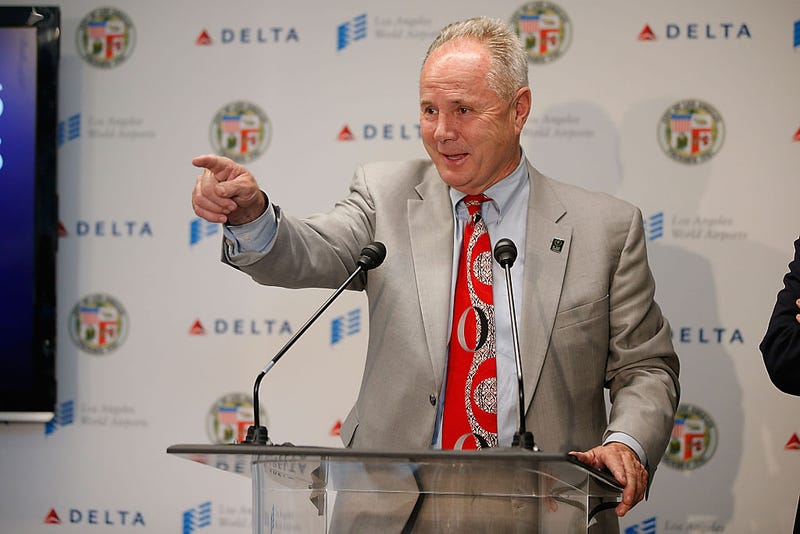 City of Los Angeles Councilmember Thomas LaBonge speaks during a press conference as Delta Air Lines Unveils $229-Million Dollar Enhancement Of LAX Terminal 5 at LAX Airport on June 10, 2015 in Los Angeles, California. 