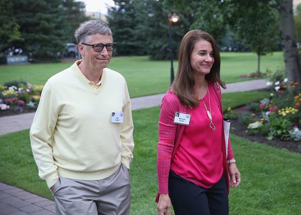 Billionaire Bill Gates, chairman and founder of Microsoft Corp., and his wife Melinda attend the Allen & Company Sun Valley Conference on July 11, 2015 in Sun Valley, Idaho. Many of the worlds wealthiest and most powerful business people from media, finance, and technology attend the annual week-long conference which is in its 33rd year. (Photo by Scott Olson/Getty Images)