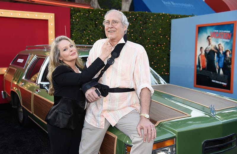 Actors Beverly D'Angelo and Chevy Chase attend the premiere of Warner Bros. Pictures "Vacation" at Regency Village Theatre on July 27, 2015 in Westwood, California.