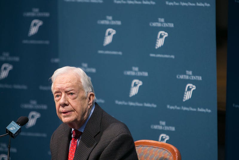 Former President Jimmy Carter discusses his cancer diagnosis during a press conference at the Carter Center on August 20, 2015 in Atlanta, Georgia. 
