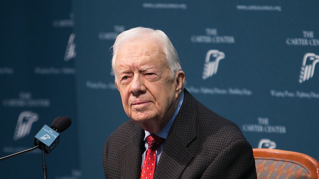 Jimmy Carter, the oldest living US President, emerges for peanut festival