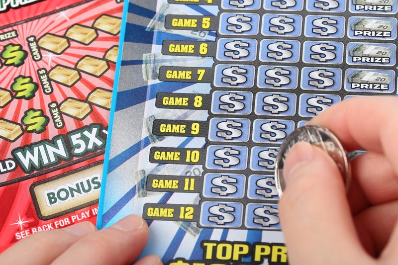 Scratching off lottery ticket