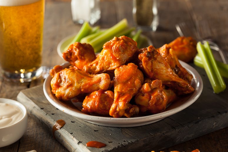 Plate of homemade buffalo wings