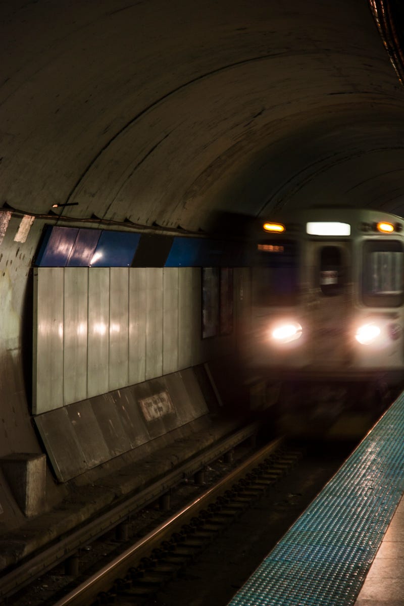 blue line train tunnel