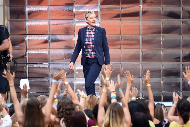 TV show host Ellen Degeneres appears at "The Ellen Degeneres Show" Season 13 Bi-Coastal Premiere at Rockefeller Center on September 8, 2015 in New York City.