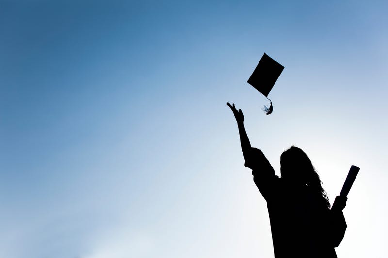 Graduate tossing their cap.