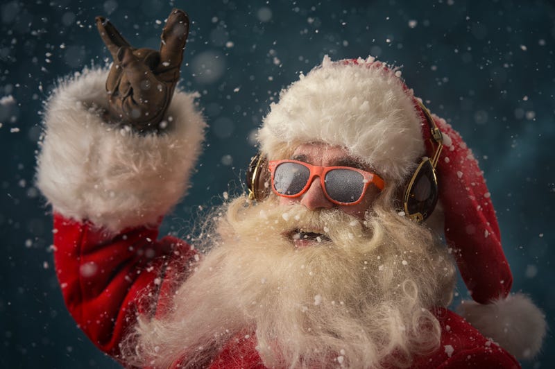Santa Claus listening music