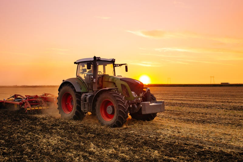 Tractor at sunset