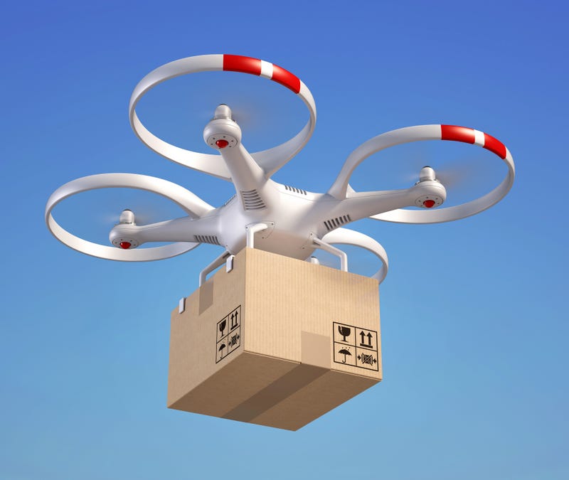 Drone mail stock photo.