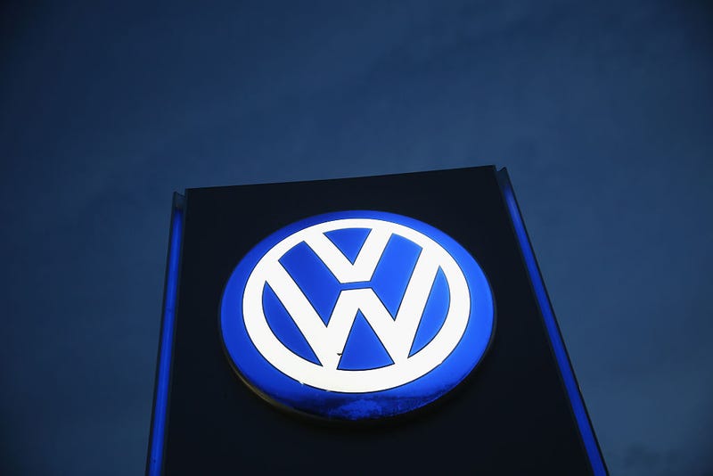 The Volkswagen logo is displayed on the Volkswagen Atlas Cross Sport concept SUV at the New York International Auto Show, March 28, 2018 at the Jacob K. Javits Convention Center in New York City.
