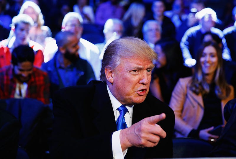 Presidential candidate Donald Trump attends the fight between Gennady Golovkin against David Lemieux for their WBA/WBC interim/IBF middleweight title unification bout at Madison Square Garden on October 17, 2015 in New York City.
