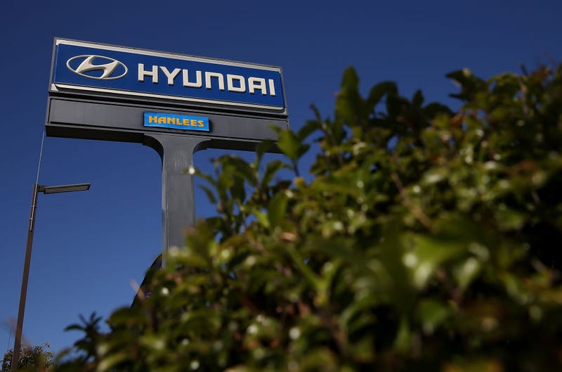 A sign stands in front of Hanlees Hyundai on May 27, 2014 in Richmond, California. According to a report by the Union of Concerned Scientists, Hyandai-Kia is the greenest automobile manfacturer, taking the top spot from Honda who has held the number one position since 1998 when the the scientists first started doing the rankings.