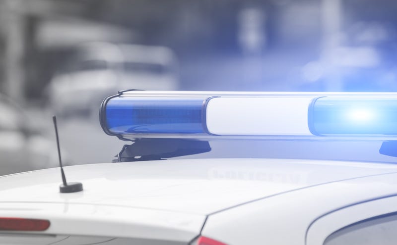 Top of police vehicle with lights activated