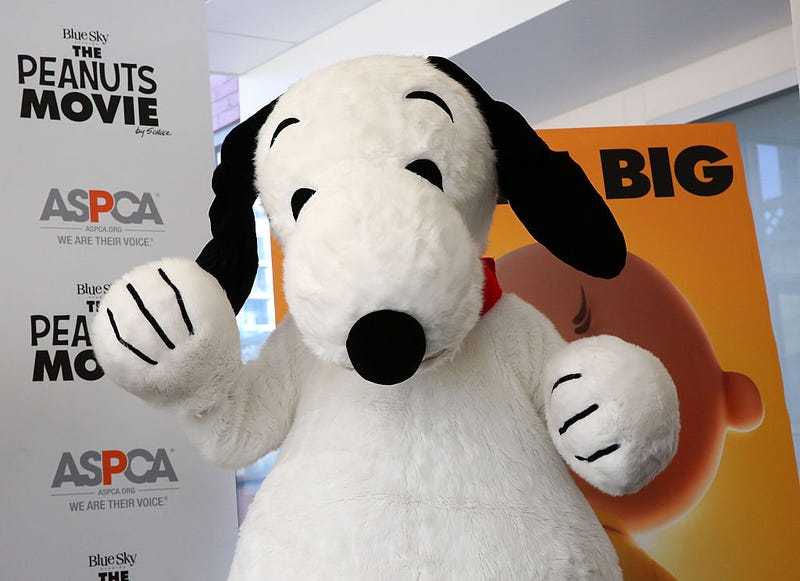 Snoopy visits NYC ASPCA Adoption Center at ASPCA Adoption Center on October 29, 2015 in New York City. (Photo by Astrid Stawiarz/Getty Images)