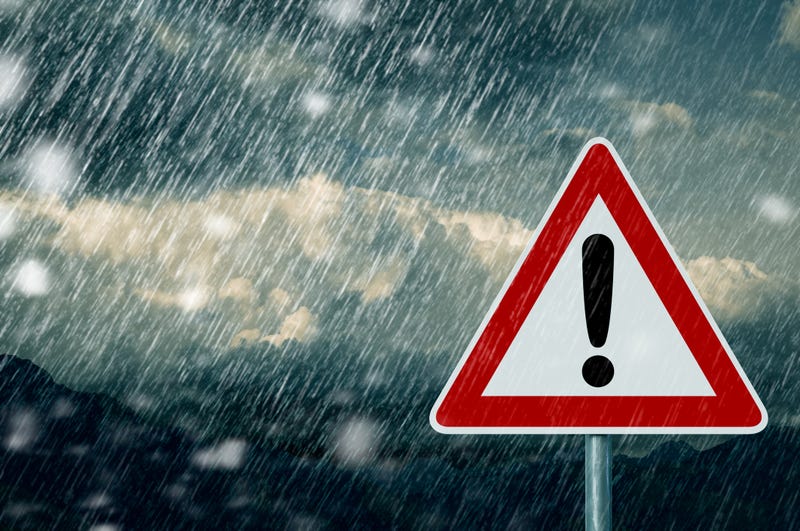 Rain storm with sign