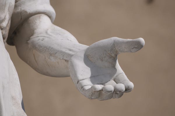 Marble statue's hand