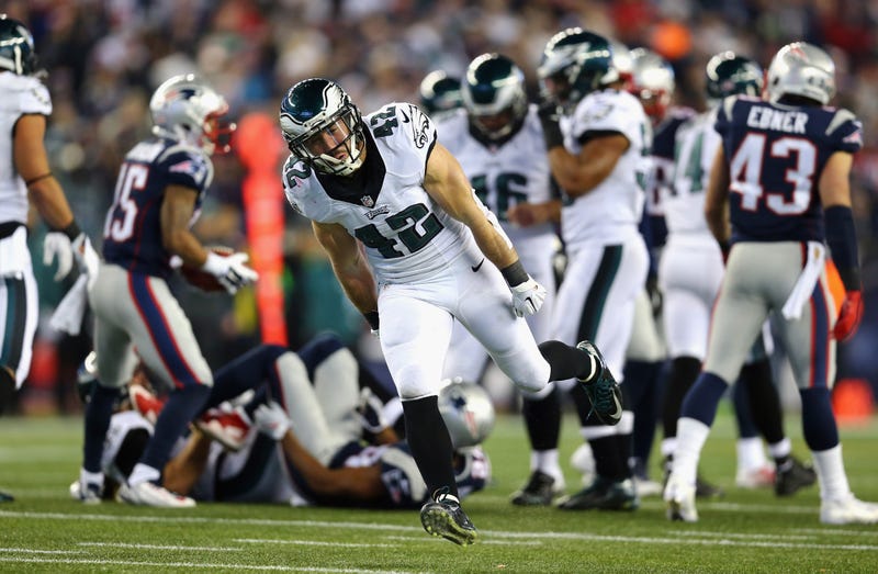 Chris Maragos of the Philadelphia Eagles reacts during the game against the New England Patriots at Gillette Stadium on December 6, 2015 in Foxboro, Massachusetts.