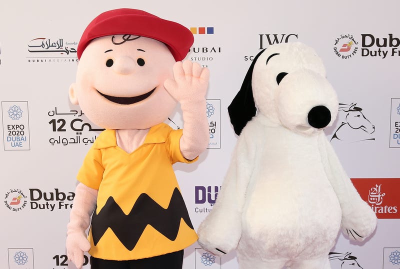 Characters Charlie Brown and Snoopy attend "The Peanuts Movie" premiere