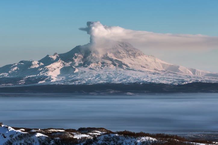 The Shiveluch Volcano in Russia. 