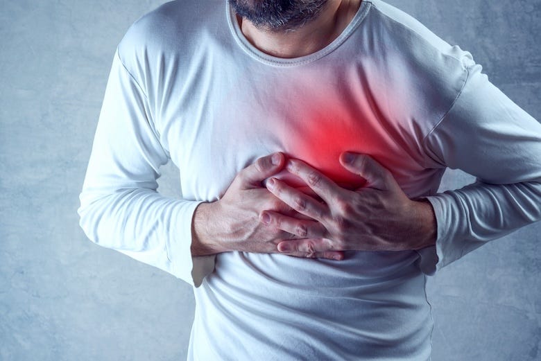 Man suffering from a heart attack