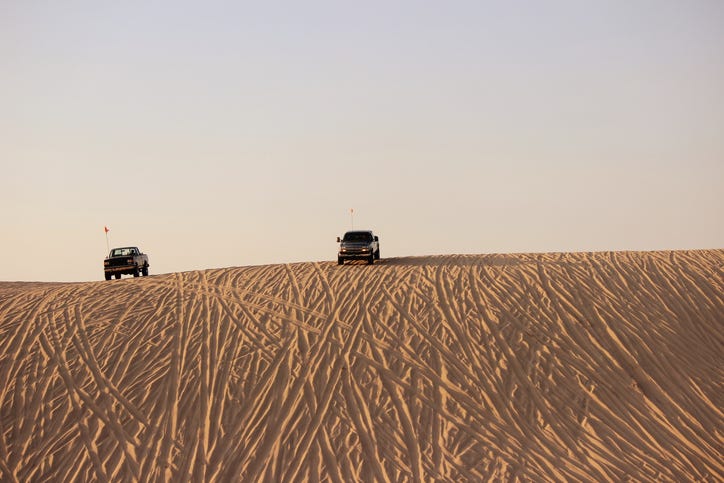 Jeeps on the dunes at Silver Lake State Park. 