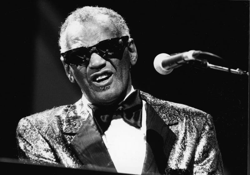 American singer, pianist and songwriter Ray Charles performs in concert, circa 1985.